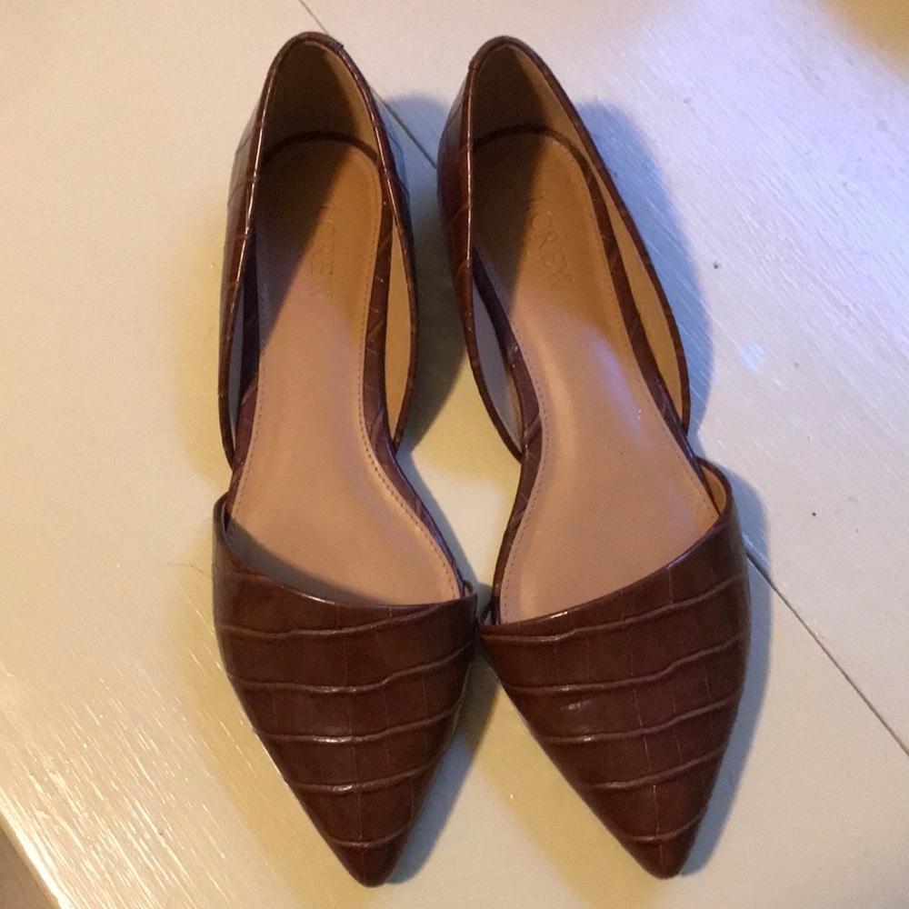 Zoe crocodile-embossed d'Orsay flats